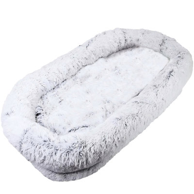 71''x45''x14'' Dog Bed With Washable Faux Fur For People To Doze Off And Pets Rest, Grey Tone Humans Off, Appearance