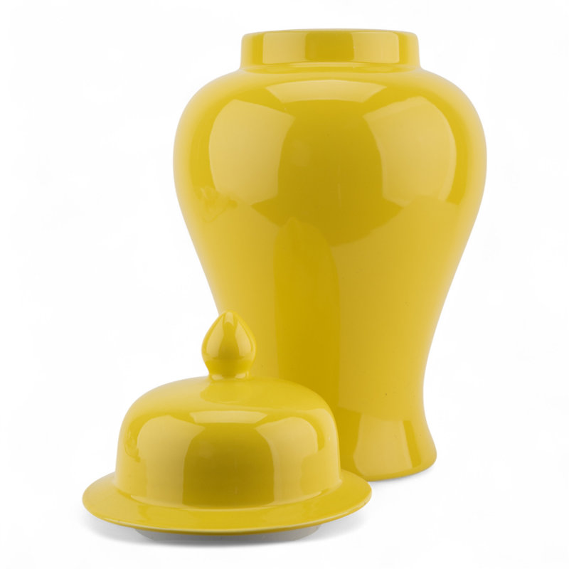 Celedon Ceramic Jar, Yellow