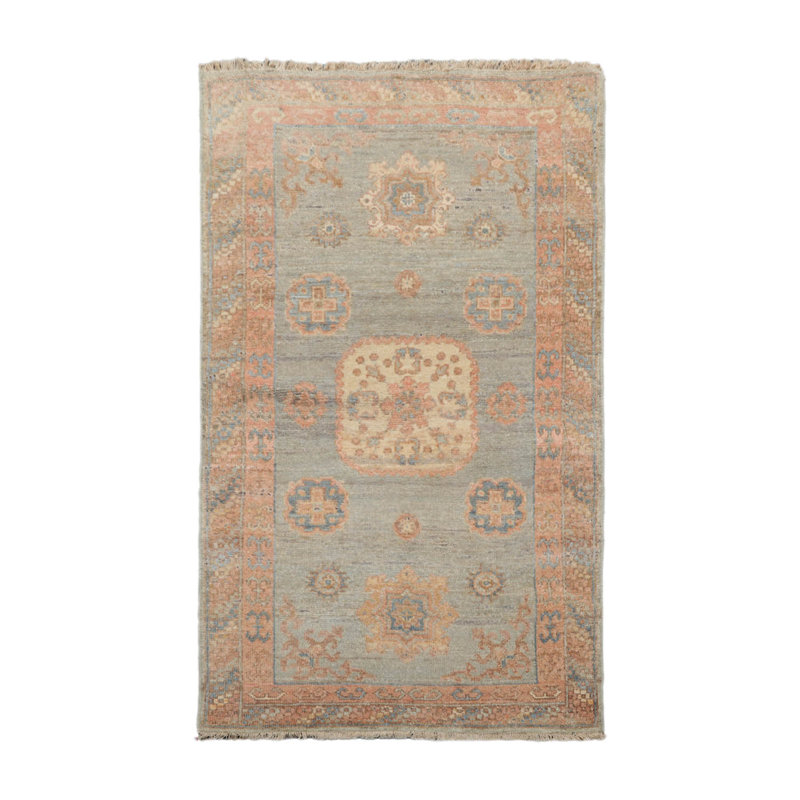 Tapis oriental en laine noué à la main 3 po x 5 po afghan Oushak menthe, couleur rosé