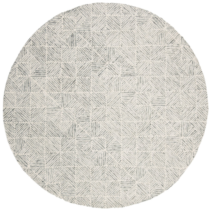 Geometric Hand Tufted Area Rug, Round 183cm