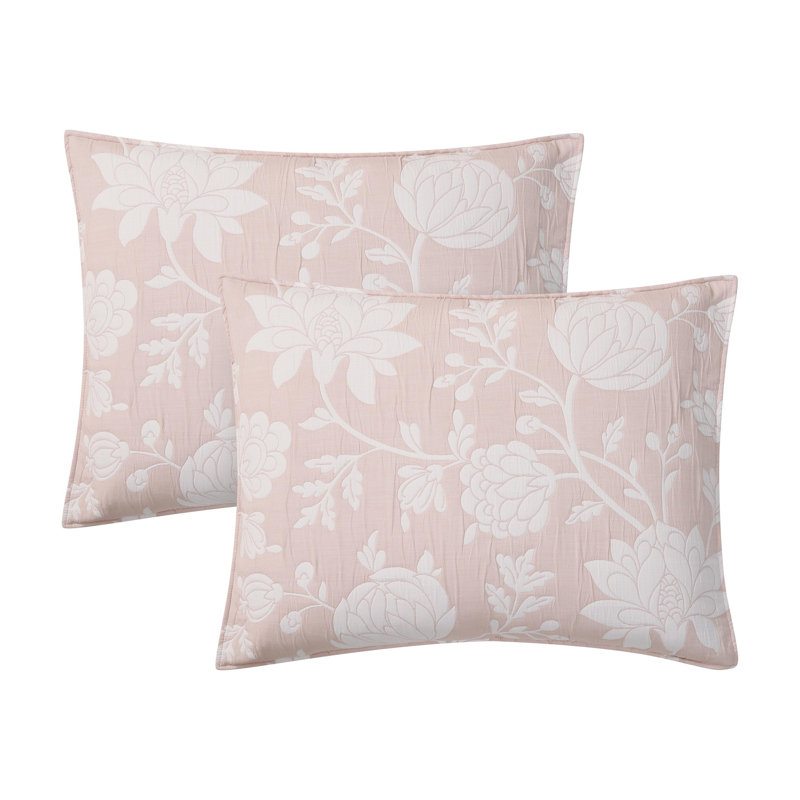  CEDAR COURT Rosewood Estate Pink Soft Woven Matelasse Jacquard Cotton Blend Quilt Set, King Quilt + 2 King Shams