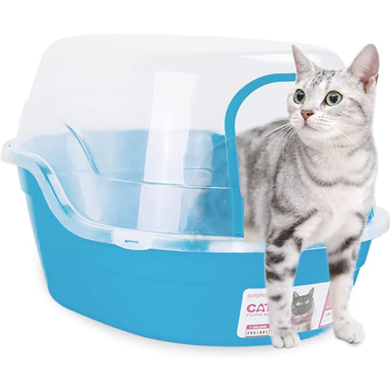 Jumbo Hooded Cat Litter Box, Blue