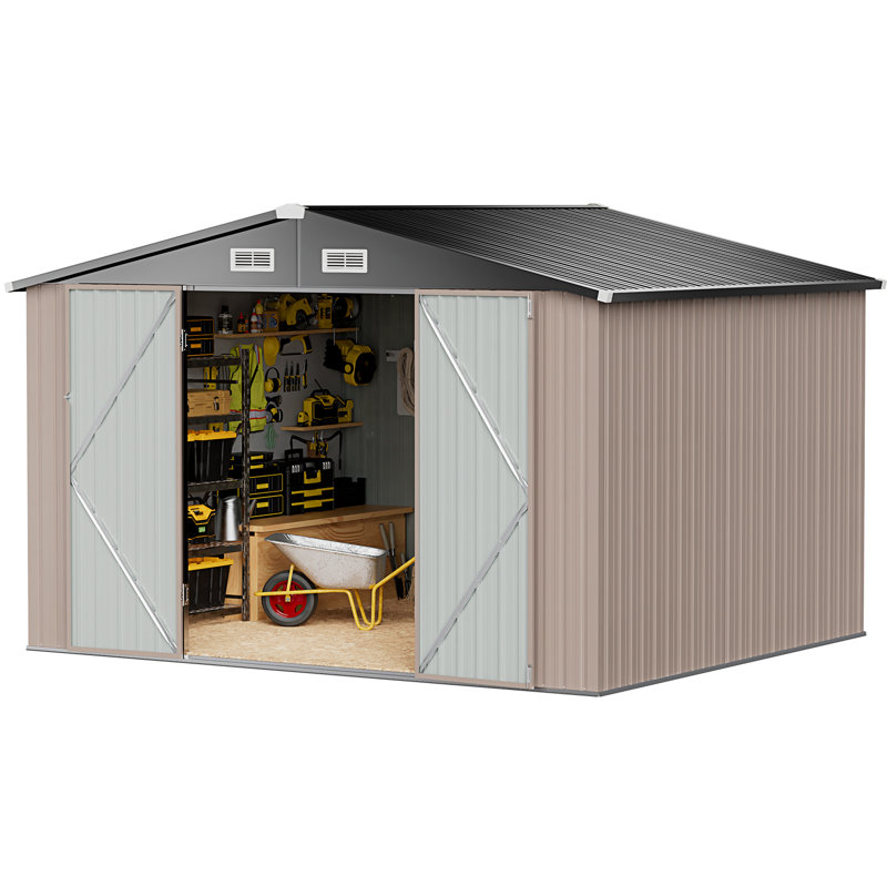 Remise de rangement extérieure en métal l 10 pi x P 8 pi
