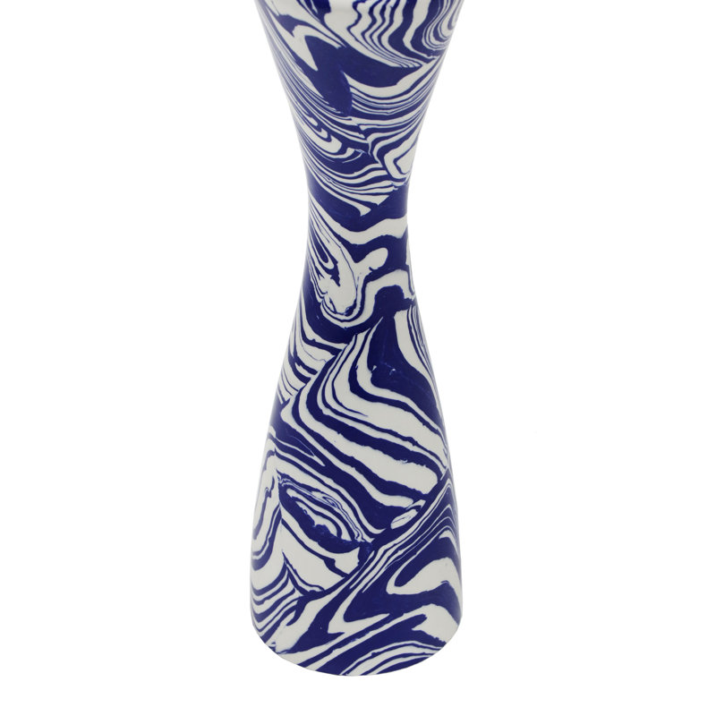 Blue and White Swirl Iron Resin Hourglass Candlestick