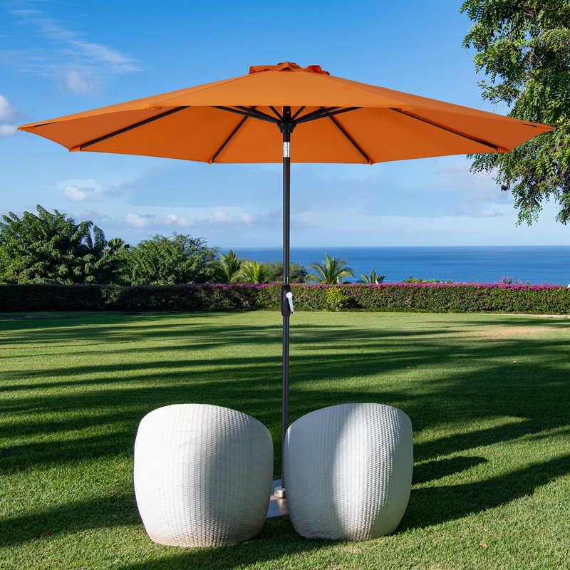 Parasol de patio inclinable 9 pieds, parasol de marché extérieur avec auvent résistant à la décoloration, vitrail de luxe
