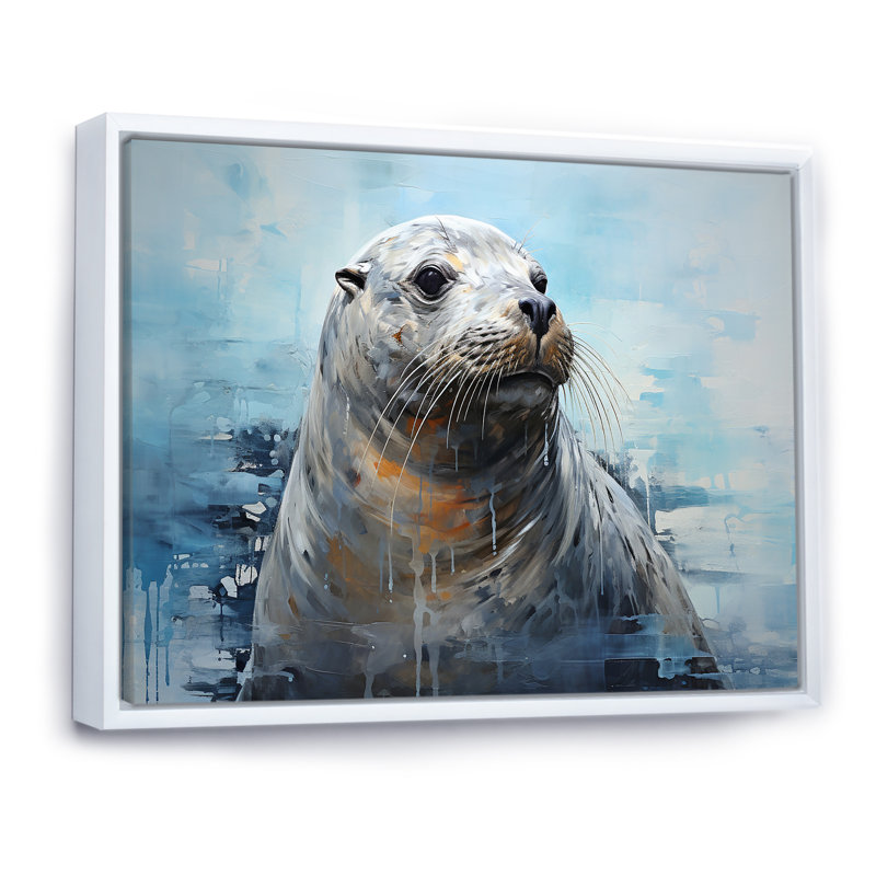 Magnifique otarie II, Cadre flottant blanc, 12" H x 20" W