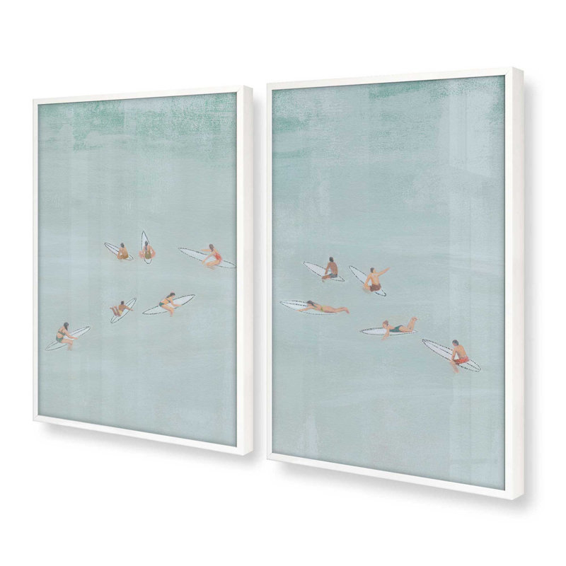 Ensemble de 2 impressions Surf Squad Chill, Impression encadrée, Blanc opaque, 30 po x 20 po