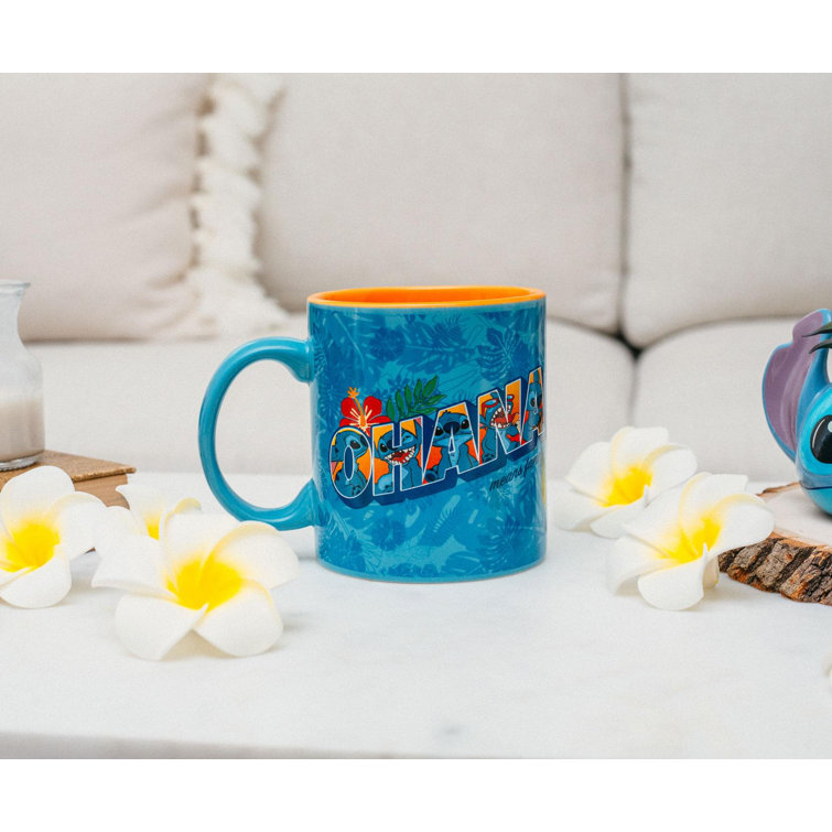 Silver Buffalo Disney Lilo & Stitch Ohana Means Family Confetti Glass Mug  | Holds 15 Ounces