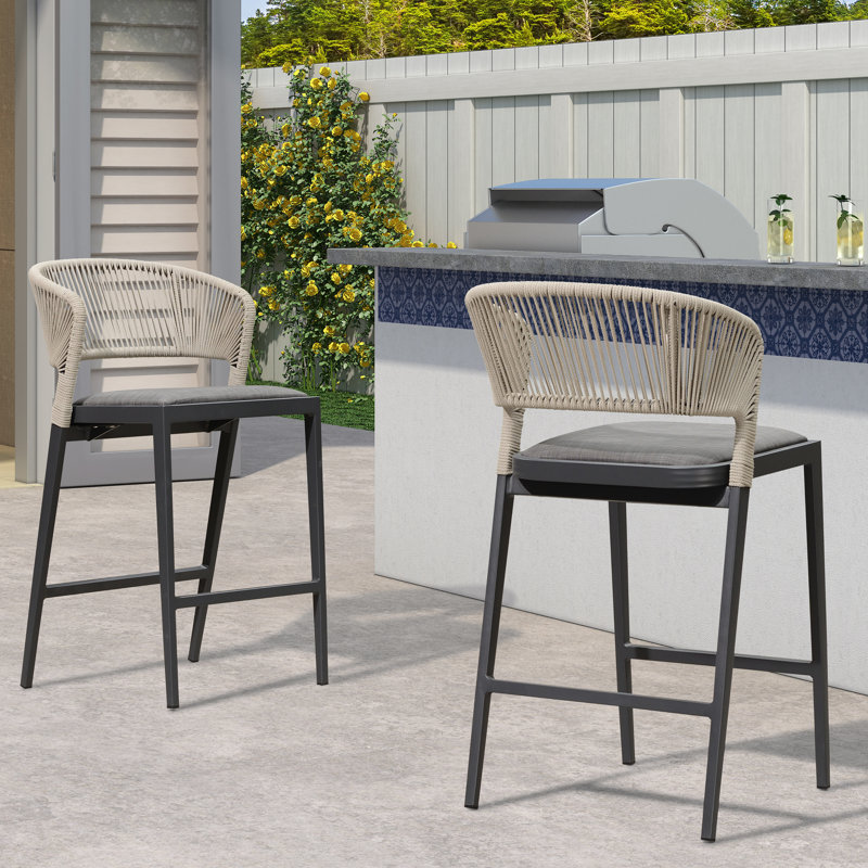 Tabouret de bar avec coussin, Structure gris foncé / coussin gris