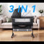 Lit de bébé 3 en 1 pour lit de bébé, lit de bébé, lit de bébé réglable avec roulettes, panier de rangement, matelas, lit de bébé portable facile à assembler et à plier-1922990436