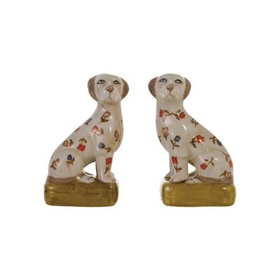 Stoneware Blooms Dog Bookends