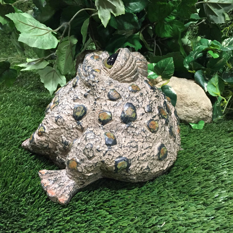 Statue de jardin fantaisiste crapaud «Dreamer», Brun naturel, H 7,75 po x l 10 po x P 8 po - Grand
