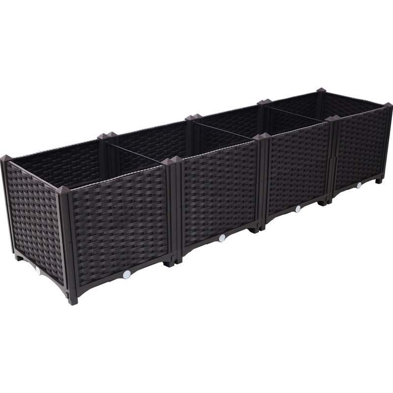 Self - Watering Deep Raised Garden Bed For Growing Flowers And Herbs 63" Long, 15.7" Wide, 14.7" High, Brown Pp Material, No Tool Setup Succulents Robust Pp, Of Four