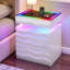 Motion Sensor RGB Light Bedside Table with Tempered Glass Top and Hidden Storage-123039155