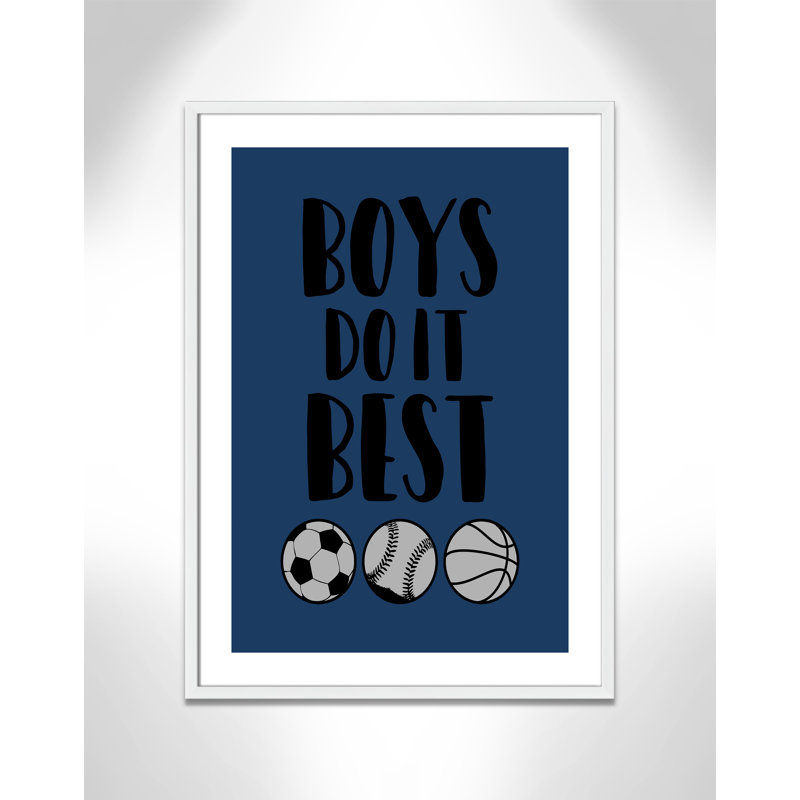 «Boy Do It», art encadré, H 35,5 po x l 25,5 po x P 1,18 po, Cadre blanc