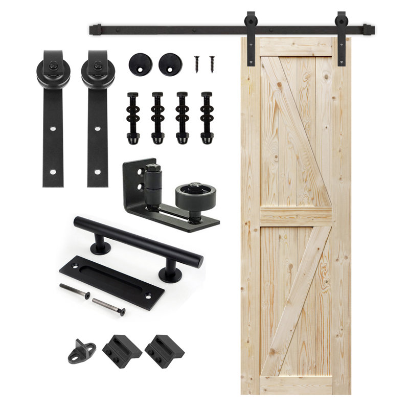 Ensemble de quincaillerie de porte de grange nouée avec porte coulissante sans finition S&Z TopHand British Brace