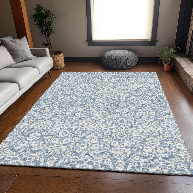 Premium Machine Washable Prisco Denim Rug, Rectangle 9' x 12'