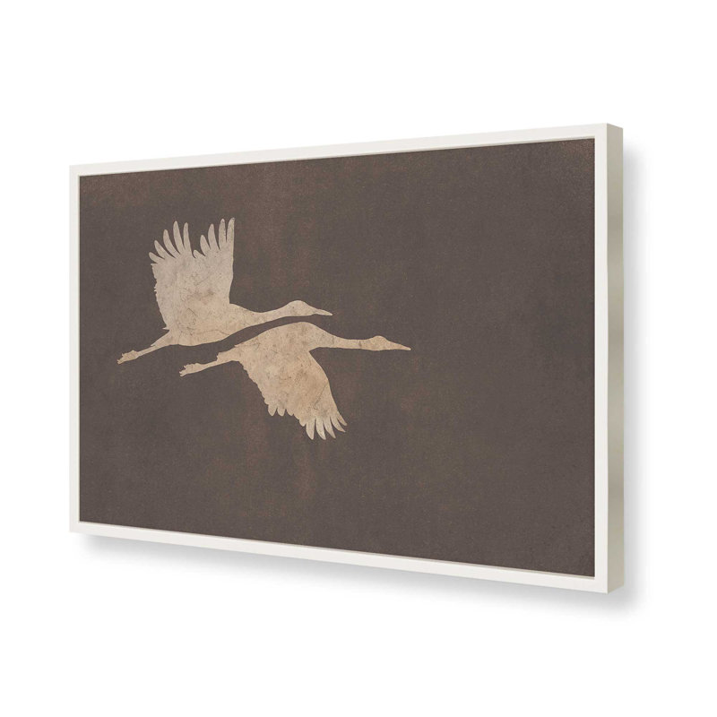 Herons In Flight Mocha  Art Print, 20" H x 30" W, White