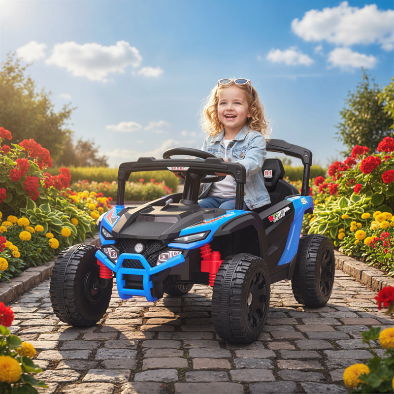 12 V pour enfants avec deux moteurs Ride On Truck pour 3 à 5 garçons, bleu