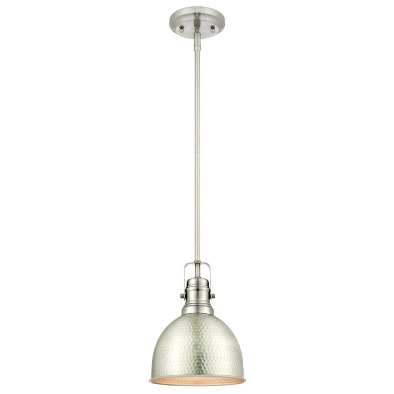 Luminaire suspendu en forme de cloche à 1 lumière Basso, Nickel brossé