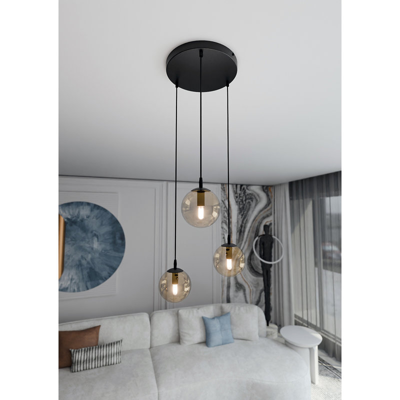 Harley 3 - Light Gold/Black Sphere Pendant