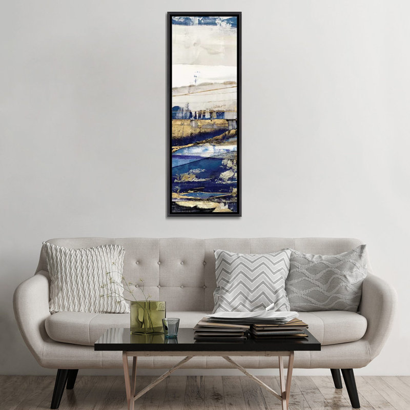 Ultramarine II par Isabelle Z - reproduction d'art, Toile avec cadre noir patiné, H 60 po x l 20 po x P 1,5 po