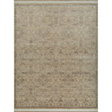 Hand Knotted Area Rug in Beige And Multi