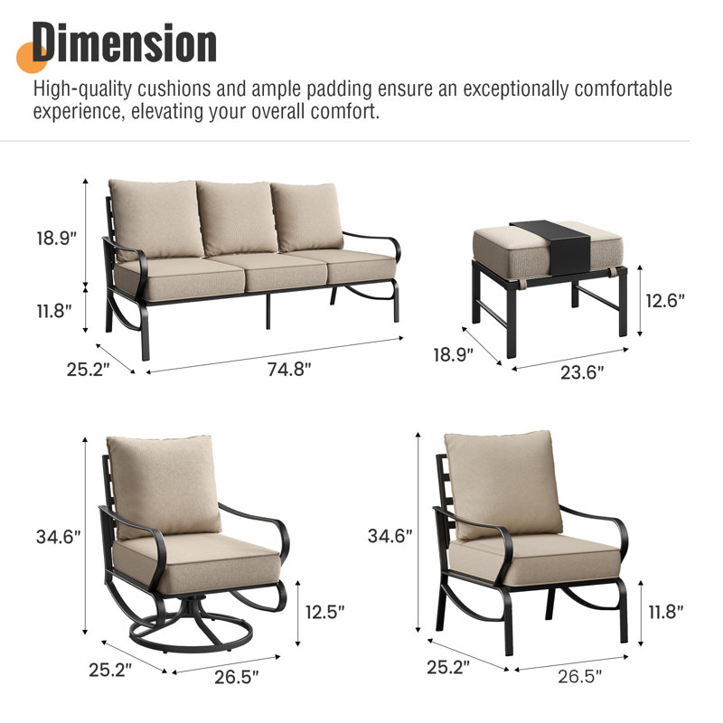 Ensemble de conversation d'extérieur 350 personnes Latrica, Beige