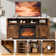 Rustic Brown Hanady For 70 Inch Tv Farmhouse Entertainment Center with Electric Fireplace Included
