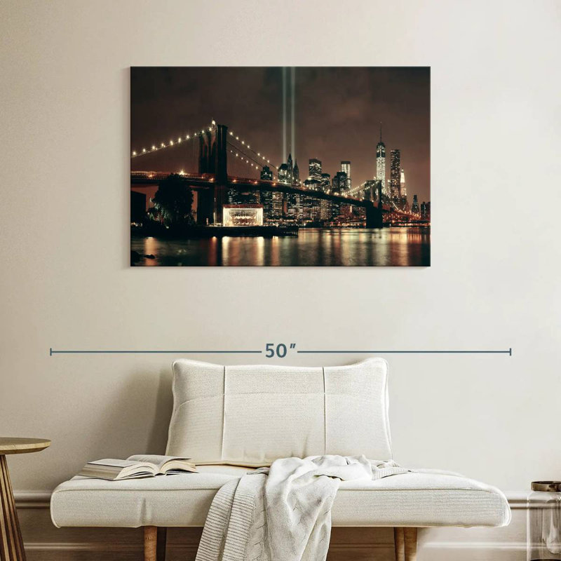 Lueur de nuit du pont Sireci Brooklyn, H 26 po x l 39 po