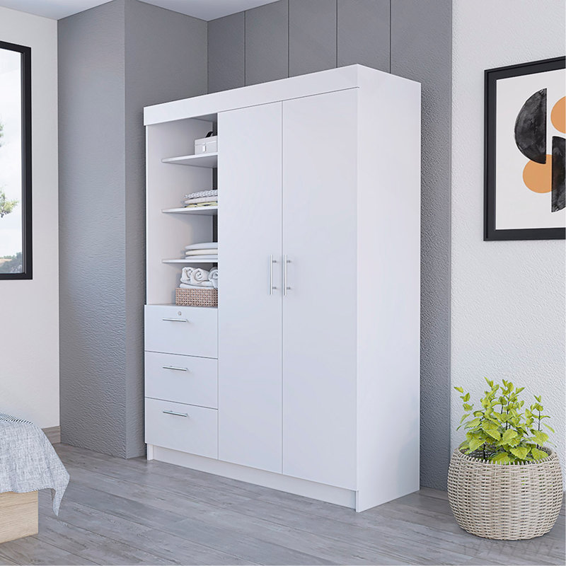 Armoire Rumanu, chambre à coucher, blanc, Blanc