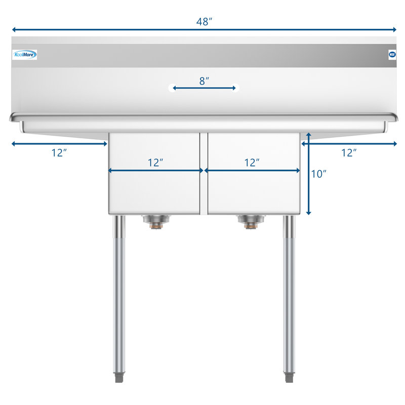 48'' L x 22'' W Silver Freestanding Service Sink