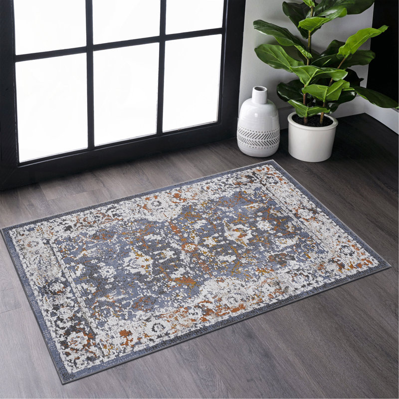  Blue/Traditional Non-Shedding Living Room Bedroom Dining Home Office Stylish And Stain Resistant Area Rug, Rectangle 2' x 3'