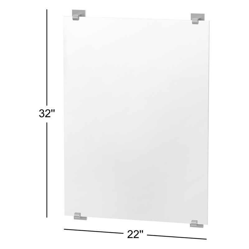 Miroir de salle de bain mural rectangulaire sans cadre Elevate | Fixation horizontale ou verticale, Chrome