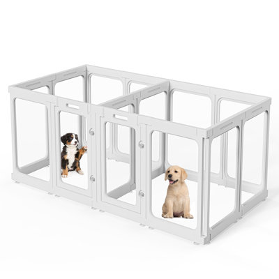 Parc pour chien transparent en acrylique transparent avec porte, pour enclos pour chiots et lapins transparents, parc pour chien intérieur, clôture pour chien, enclos facile à assembler et à nettoyer pour les chiens de petite et moyenne taille