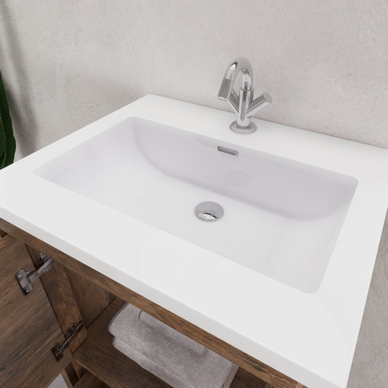 Ensemble de meuble-lavabo simple 23,6 po Eden, Brun foncé