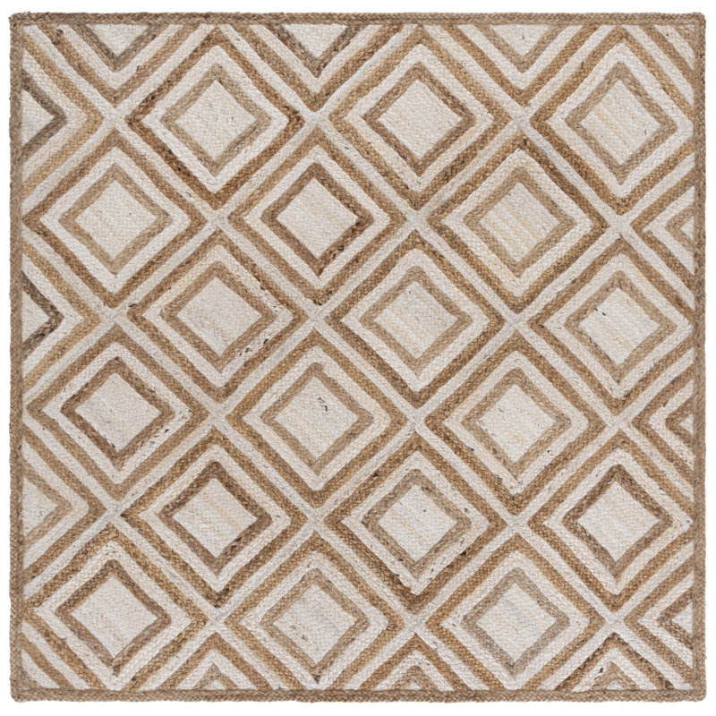 Arria Hand Woven Jute Geometric Rug, Square 6'