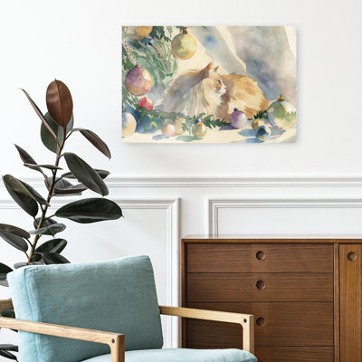 Festif, félin, sommeil, fantaisie, abstrait, contemporain, portrait de chat, arbre, art mural