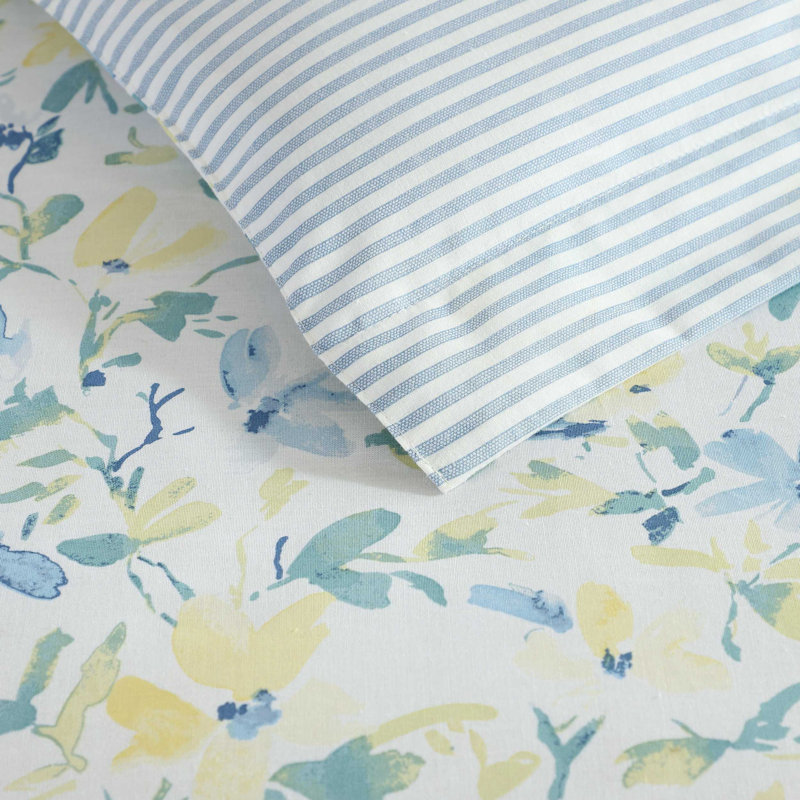 Ensemble d'édredon en coton Laura Ashley Nora, Édredon double / grand, 4 taies décoratives et 2
