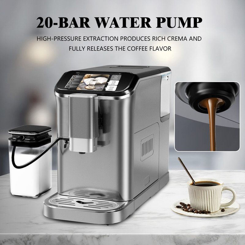 Sangdo Super-Automatic Espresso Machine with Frother, Silver