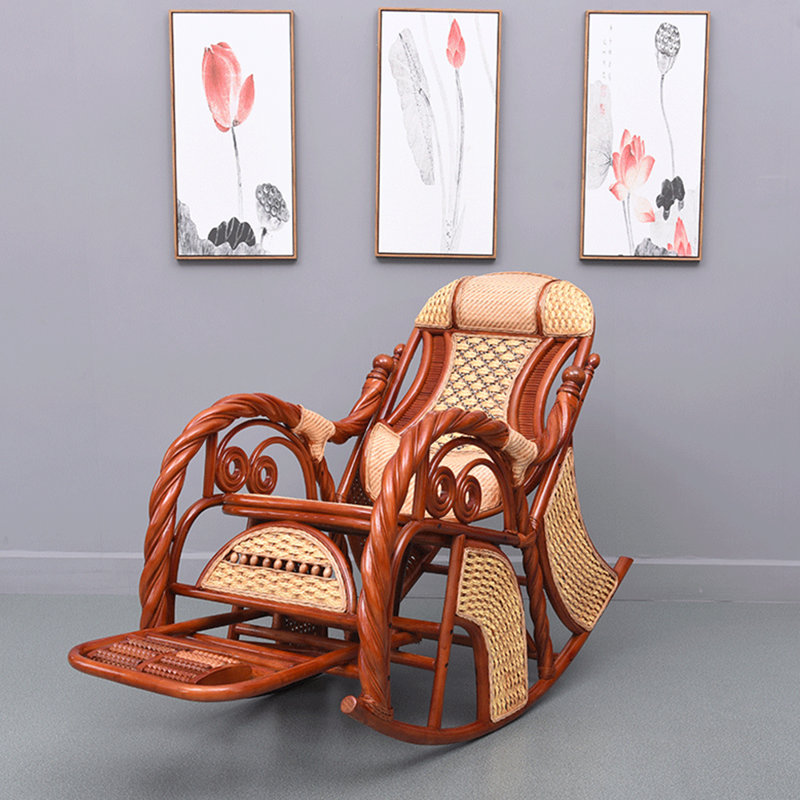 Chaise berçante en rotin naturel