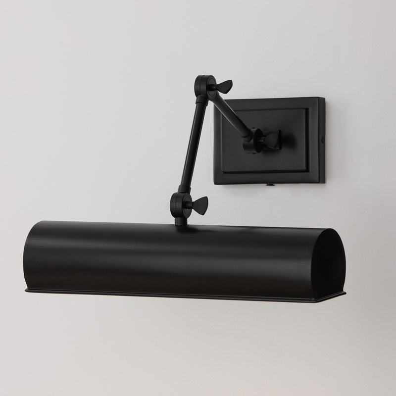 4" H x 16" W Adjustable Pivoting Picture Light Wall Sconce with Optional Plug-in and Cord Cover, Matte Black