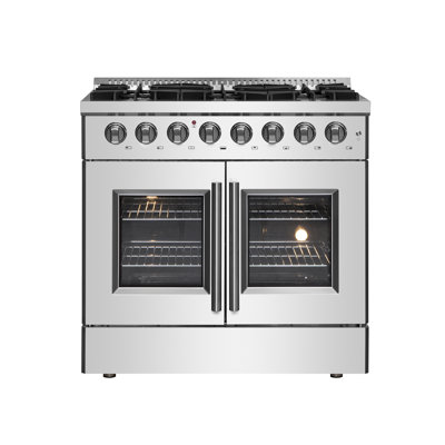 Galiano 36-inch French Door Dual Fuel Range All Stainless Steel with 6 Sealed Burners, 5.36 cu.ft.