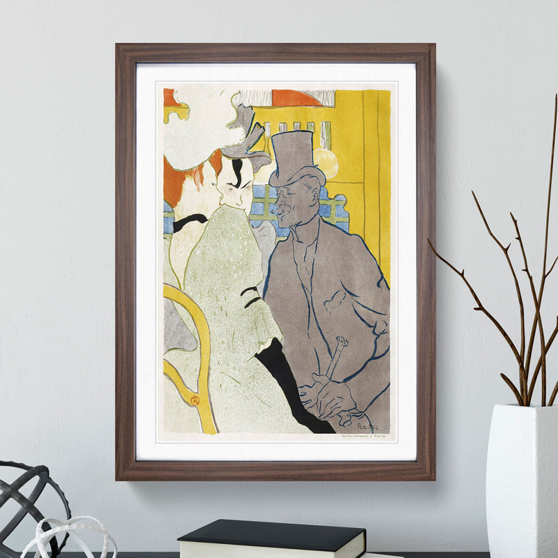 Englishman at the Cabaret Vol.2 by Henri de Toulouse-Lautrec - Picture Frame Painting, 36cm H x 27cm W x 2cm D, Walnut