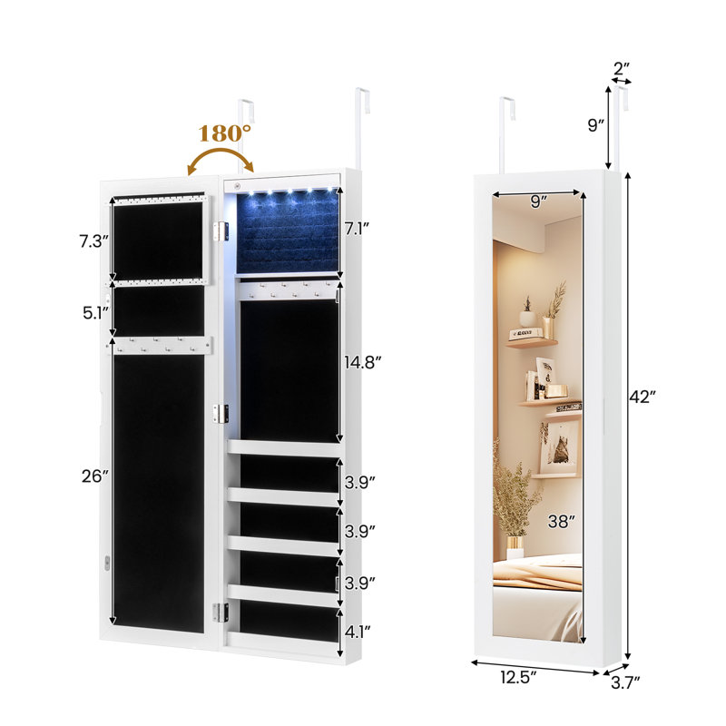 Armoire à bijoux avec miroir Rydel