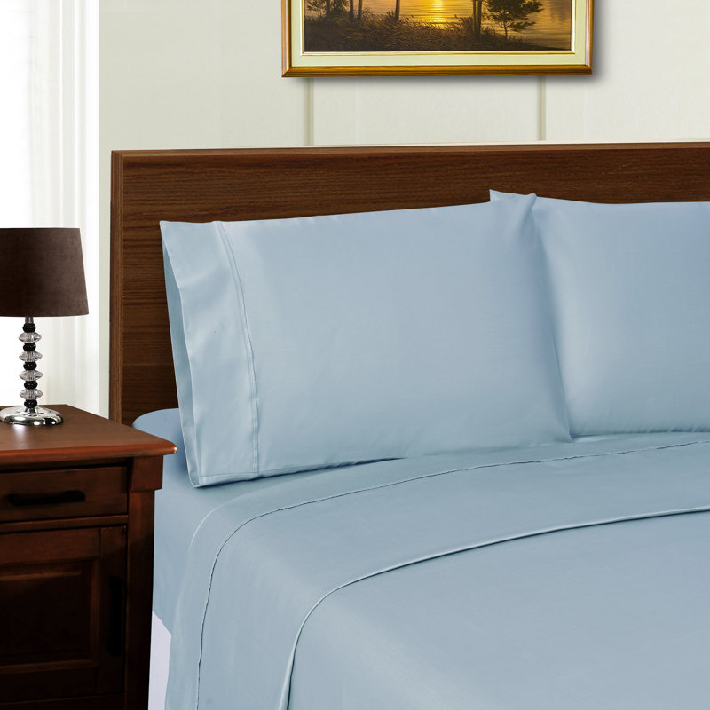 Solid 1000-Thread Count Tencel-Blend Wrinkle-Resistant Pillowcase Set, Blue, Standard