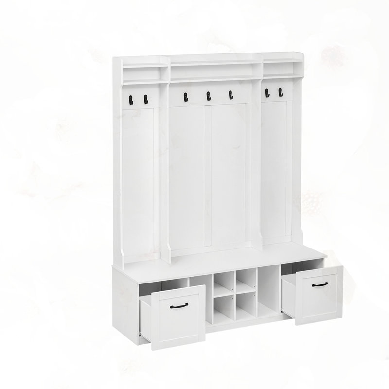 Banc de vestibule 5-en-1 avec portemanteau, Blanc