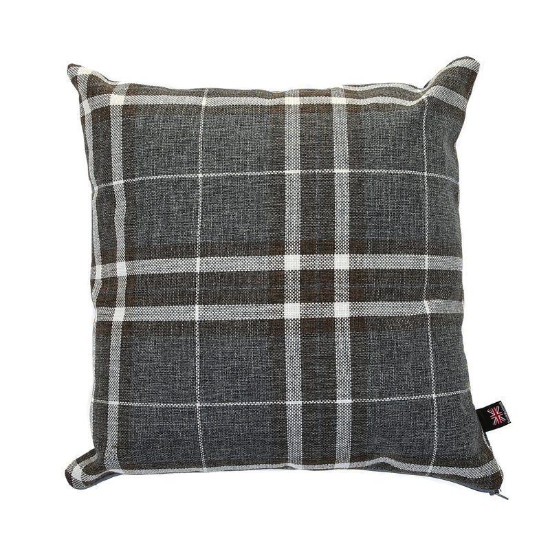 Chagnon Plaid Square Throw Cushion, Dark Grey, Medium