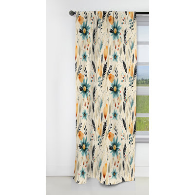 Motif tribal oasis boho - rideau boho abstrait - rideau occultant en velours - 1 panneau