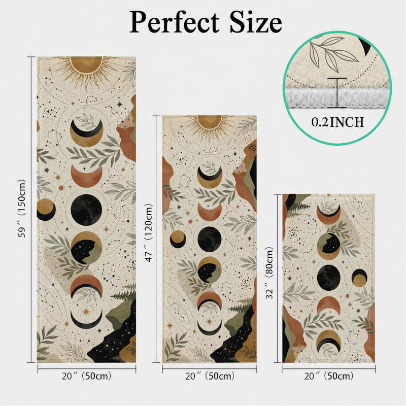 Sun Moon Non-Slip Washable Kitchen Mats